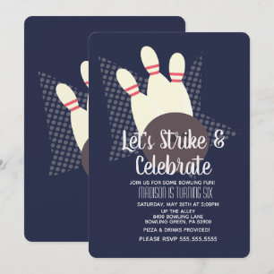 Invitation Fête d'anniversaire de bowling et célébration