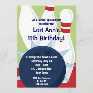 Invitation Fête d'anniversaire de Bowling sur mesure