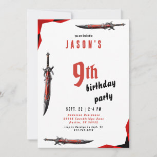 Invitation Fête d'anniversaire de Boy Red Sword II
