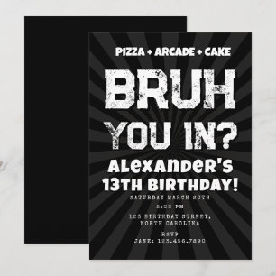 Invitation Fête d'anniversaire de Bruh Boy Adolescent Garçon
