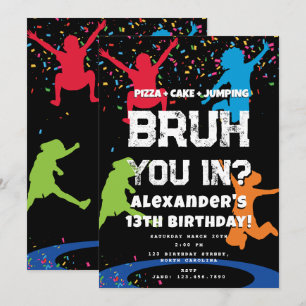 Invitation Fête d'anniversaire de Bruh Boy Adolescent sautant