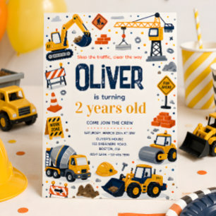 Invitation Fête d'anniversaire de camion de construction