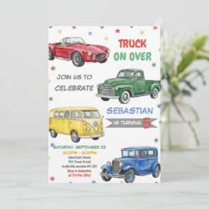 Invitation Fête d'anniversaire de camion de transport en vill