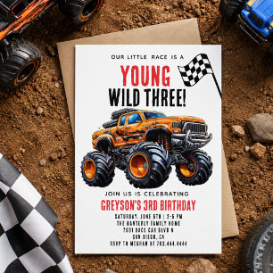 Invitation Fête d'anniversaire de camions monstres pour enfan