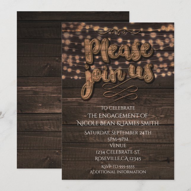 Invitation Fête d'anniversaire de campagne rustique en caract (Devant / Derrière)