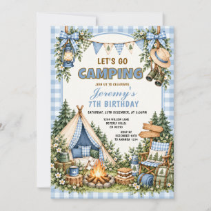 Invitation Fête d'anniversaire de camping Tente de feu de cam