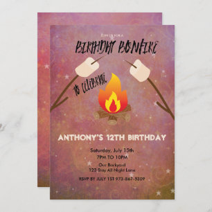 Invitation Fête d'anniversaire de Campout de feu