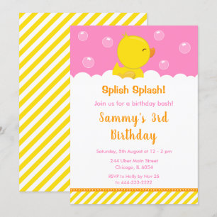 Invitation Fête d'anniversaire de Canard en Caoutchouc Jaune