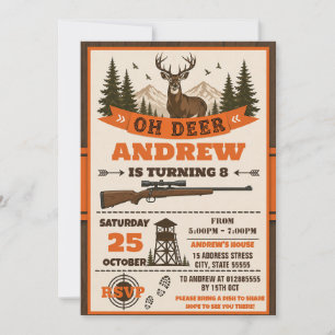 Invitation Fête d'anniversaire de chasse au cerf personnalisé