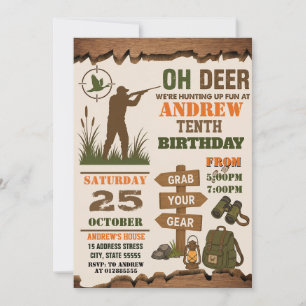 Invitation Fête d'anniversaire de chasse camouflée personnali