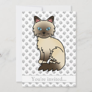 Invitation Fête d'anniversaire de chat Birman/ Ragdoll au poi