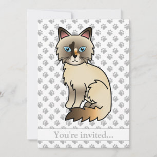 Invitation Fête d'anniversaire de chat Birman/Ragdoll écaille