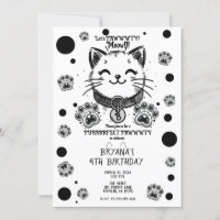 Fête d'anniversaire de chaton Kitty noir et blanc