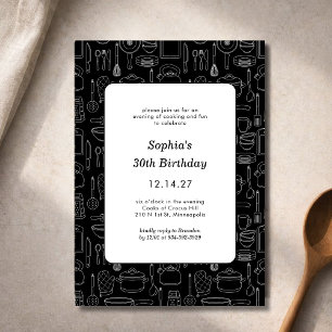 Invitation Fête d'anniversaire de chef de cuisine moderne élé