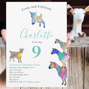 Invitation Fête d'anniversaire de chèvre pour les amoureux de