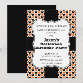 Invitation Fête d'anniversaire de Chevron noir et orange