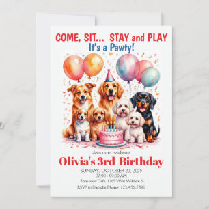 Invitation Fête d'anniversaire de chien Party pour enfants av