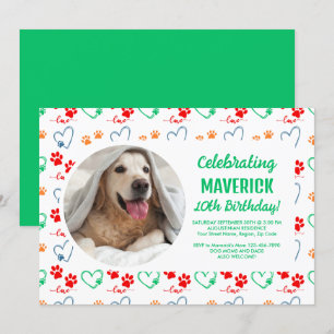 Invitation Fête d'anniversaire de chien personnalisable