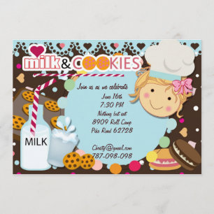 Invitation Fête d'anniversaire de chocolat pour filles au lai