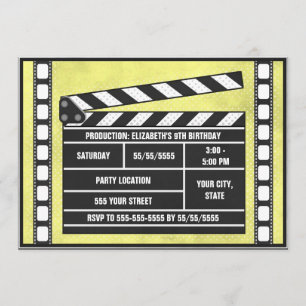Invitation Fête d'anniversaire de cinéma Jaune