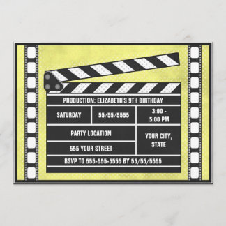 Invitation Fête d'anniversaire de cinéma Jaune