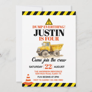 Invitation Fête d'anniversaire de construction mignonne tout