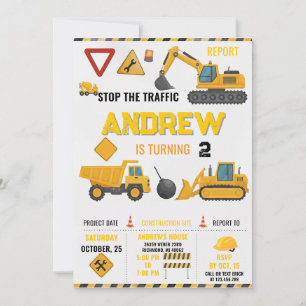 Invitation Fête d'anniversaire de construction moderne pour e