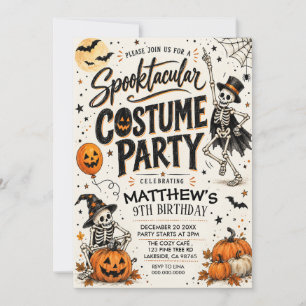 Invitation Fête d'anniversaire de costume de squelette effray
