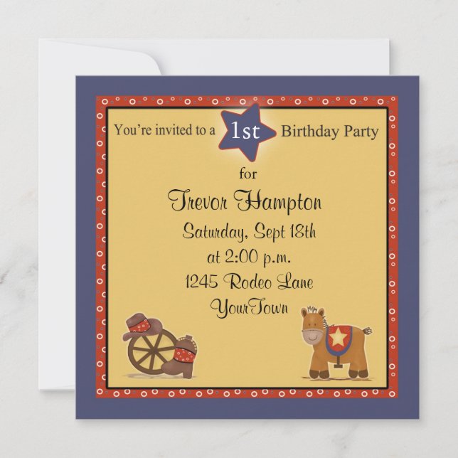 Invitation Fête d'anniversaire de Cowboy ou Cowgirl (Devant)
