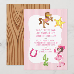 Invitation Fête d'anniversaire de Cowgirl Rose