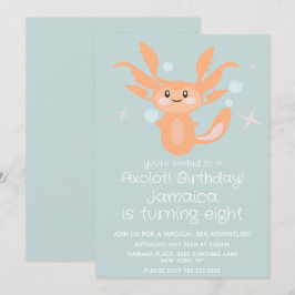 Invitation Fête d'anniversaire de créature océanique axolotl