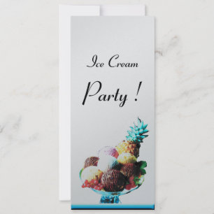 Invitation FÊTE D'ANNIVERSAIRE DE CRÈME DE GLACE argent noir 