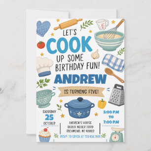 Invitation Fête d'anniversaire de cuisine personnalisée