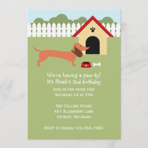 Invitation Fête d'anniversaire de Dachshund