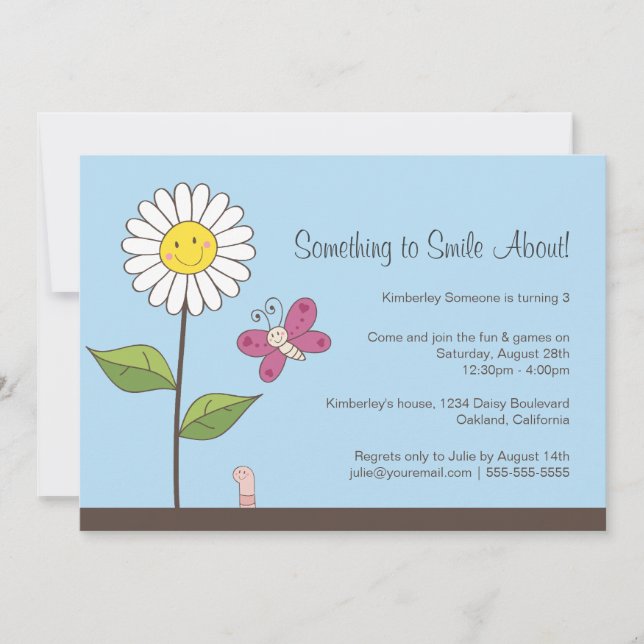 Invitation Fête d'anniversaire de Daisy & Butterfly Girls (Devant)