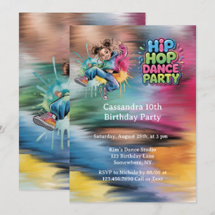 Invitation Fête d'anniversaire de danse hip hop pour filles