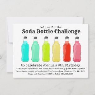 Invitation Fête d'anniversaire de défi de bouteille de soude