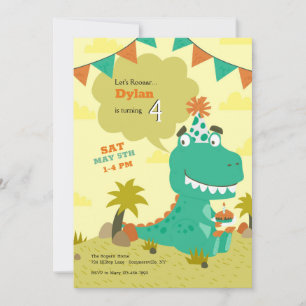 Invitation Fête d'anniversaire de Dinosaur 