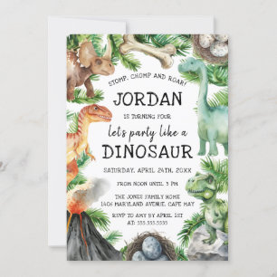Invitation Fête d'anniversaire de dinosaure