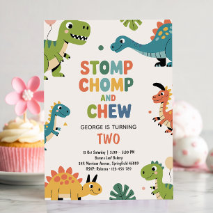 Invitation Fête d'anniversaire de dinosaure 2e anniversaire