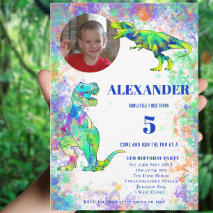 Invitation Fête d'anniversaire de dinosaure coloré