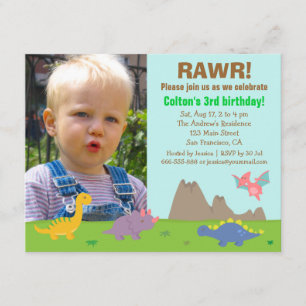 Invitation Fête d'anniversaire de dinosaure colorée