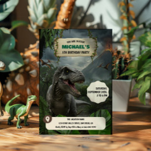 Invitation Fête d'anniversaire de dinosaure préhistorique T-r