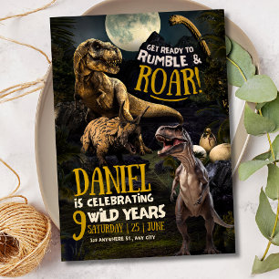 Invitation Fête d'anniversaire de dinosaure rugissant T Rex J