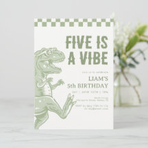 Fête d'anniversaire de dinosaure T Rex vert rétro