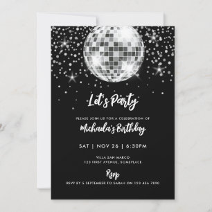 Invitation Fête d'anniversaire de Disco Ball moderne