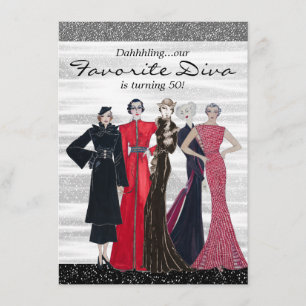 Invitation Fête d'anniversaire de diva vintage