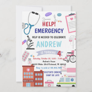 Invitation Fête d'anniversaire de docteur pour enfants