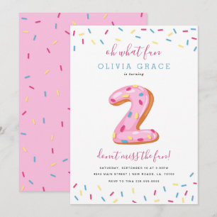 Invitation Fête d'anniversaire de Donut   Deux