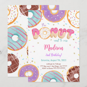 Invitation Fête d'anniversaire de Donut modifiable